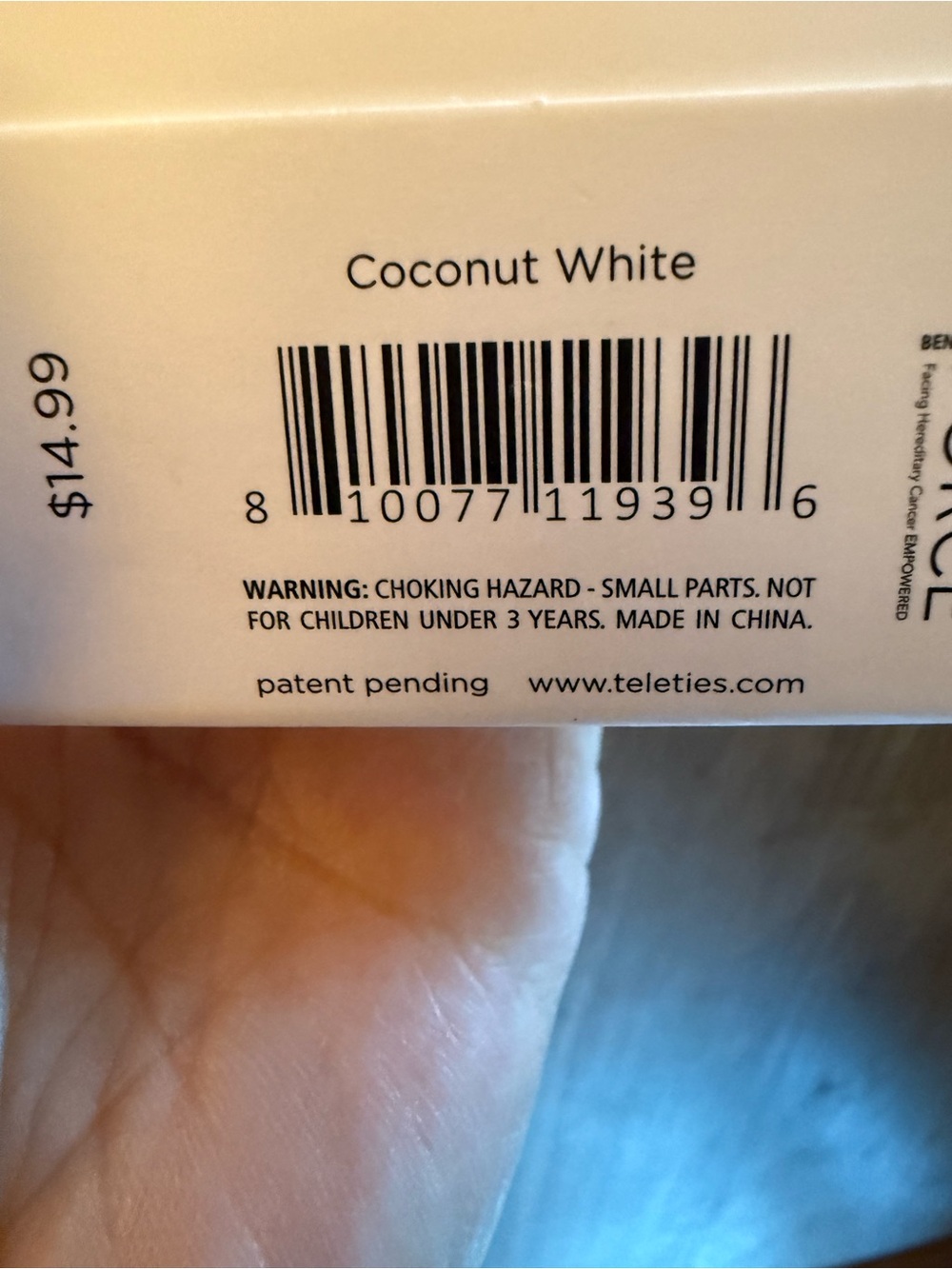 TELETIES Coconut White Large Flat Hairclip. - Picture 12 of 13